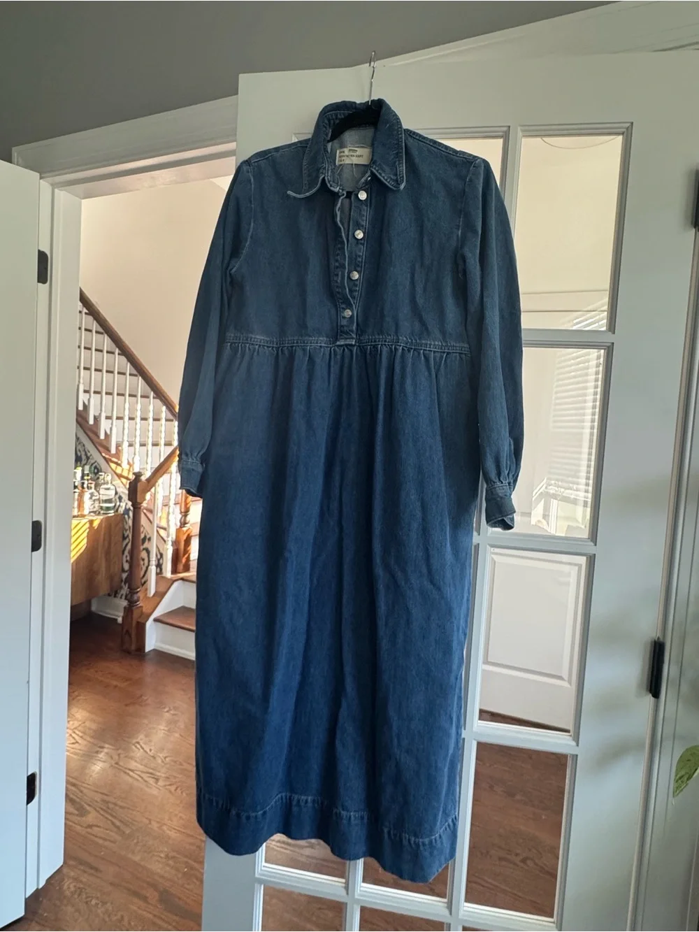Anthropologie Seen Worn Kept Long-Sleeve Denim Midi Dress - Picture 3 of 9